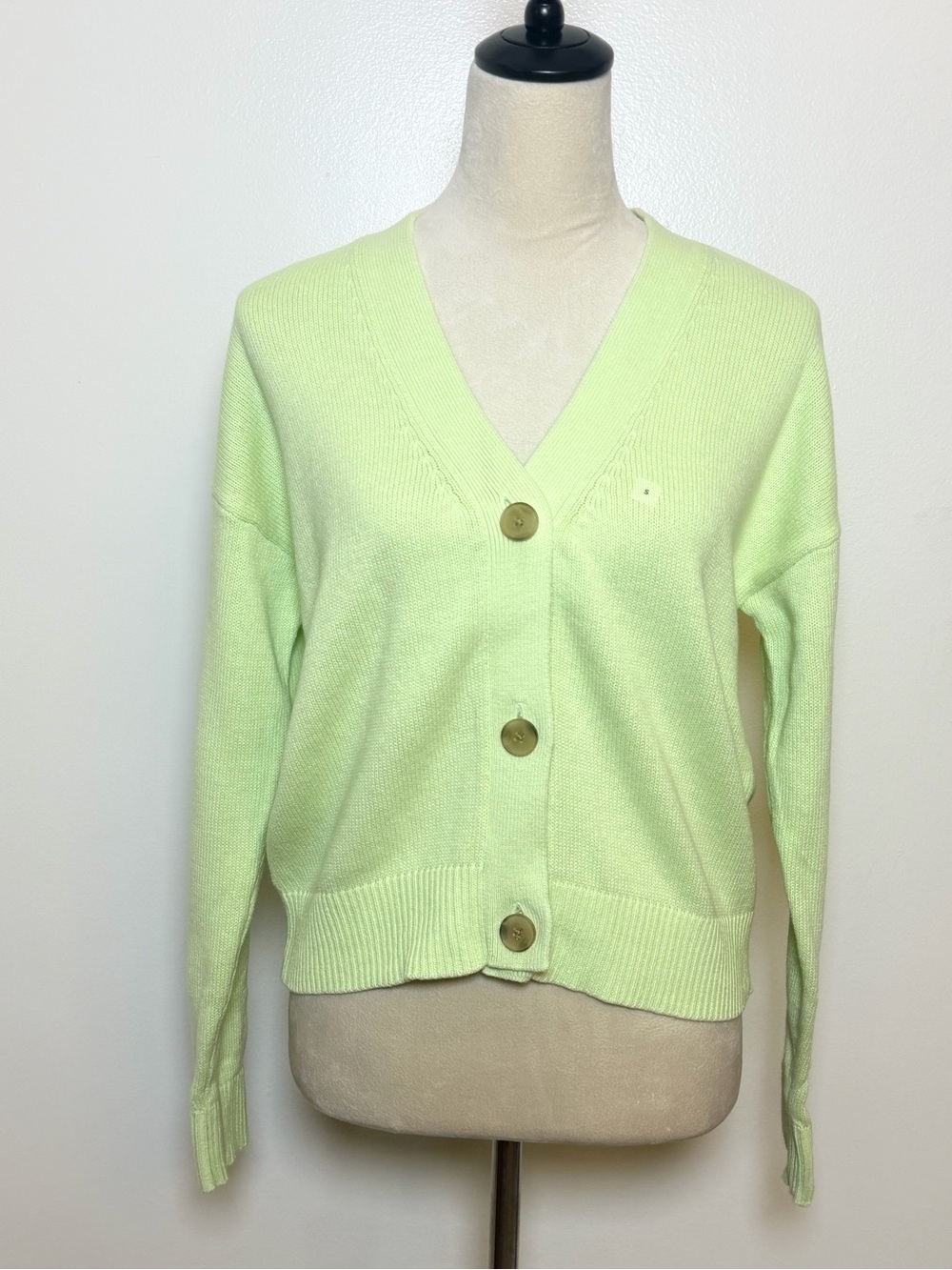 NWT LOFT Light Lime V-Neck Cardigan Sweater Women’s Small 100% Cotton